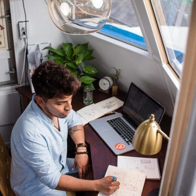 A man freelancing on a boat